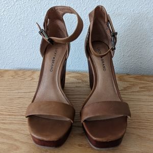 Lucky Brand Brown Leather Wedges